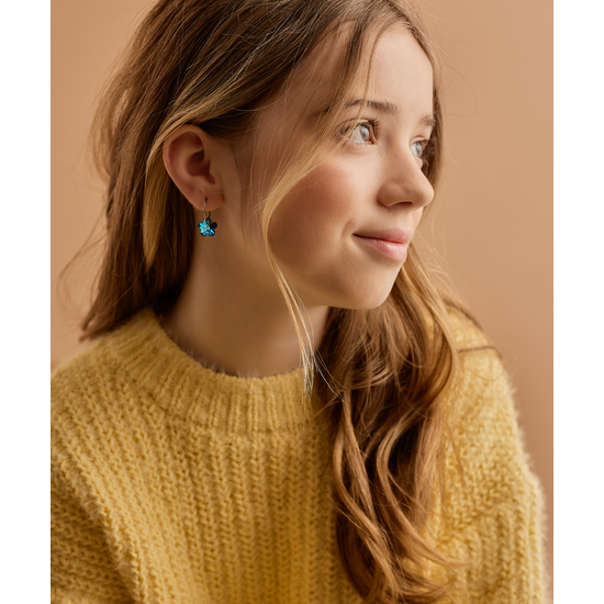 Blomdahl NT Ear Ring 14 mm, Flower 12 mm Turquoise