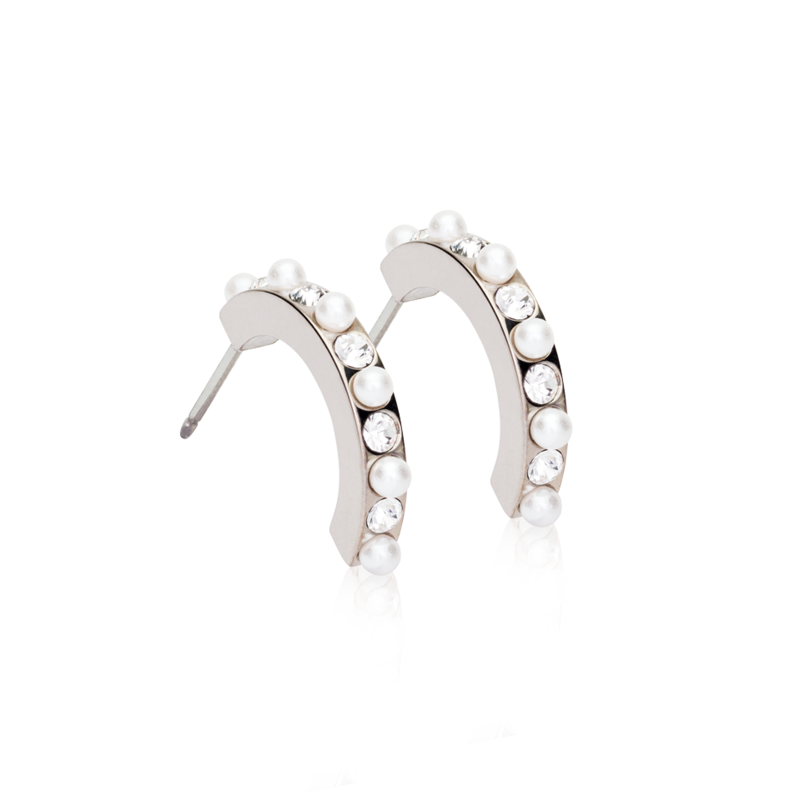 Blomdahl örhängen Blomdahl NT Pendant Mixed Curved 15 mm Crystal/White