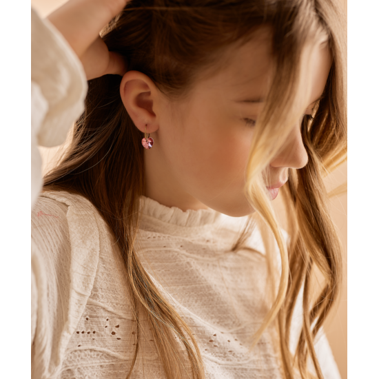 Blomdahl GT Ear Ring 14 mm, Heart 10 mm Rose