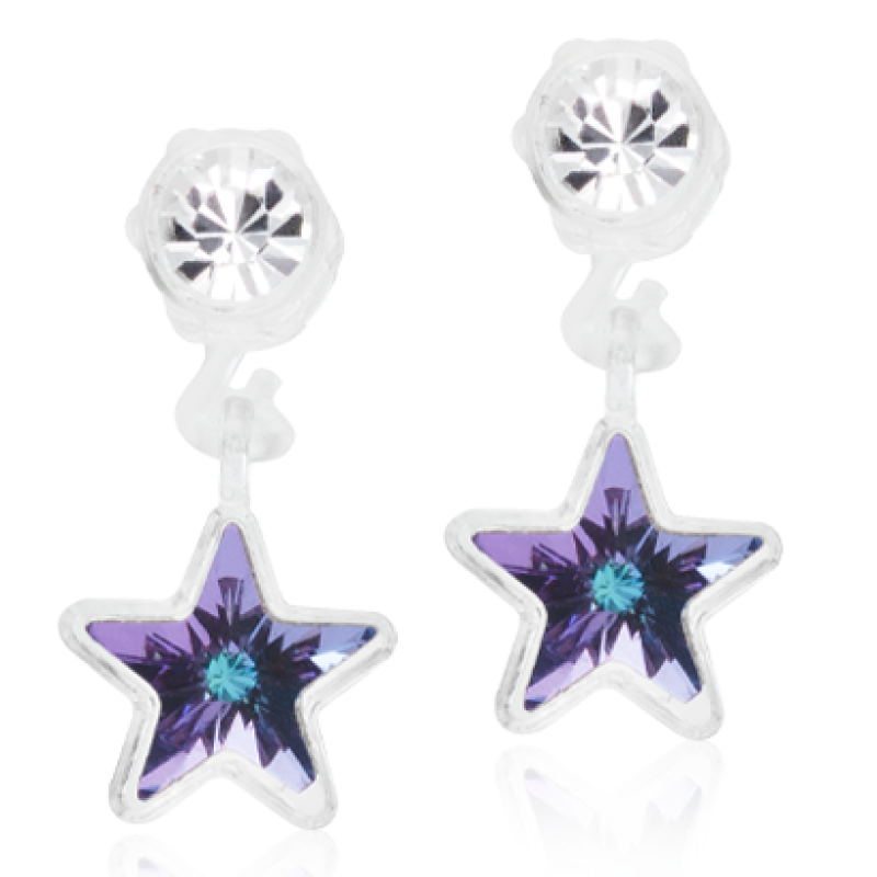 Blomdahl örhängen Blomdahl MP Pendant Star 4/6 mm Crystal/Lilac Shimmer