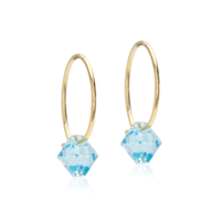 Blomdahl GT Ear Ring 14 mm, Bicone 6 mm Aquamarine