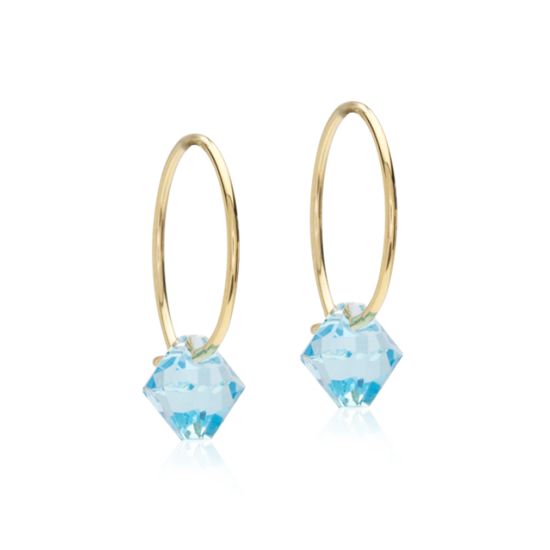 Blomdahl GT Ear Ring 14 mm, Bicone 6 mm Aquamarine