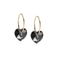 Blomdahl GT Ear Ring 14 mm, Heart 10 mm Black Diamond