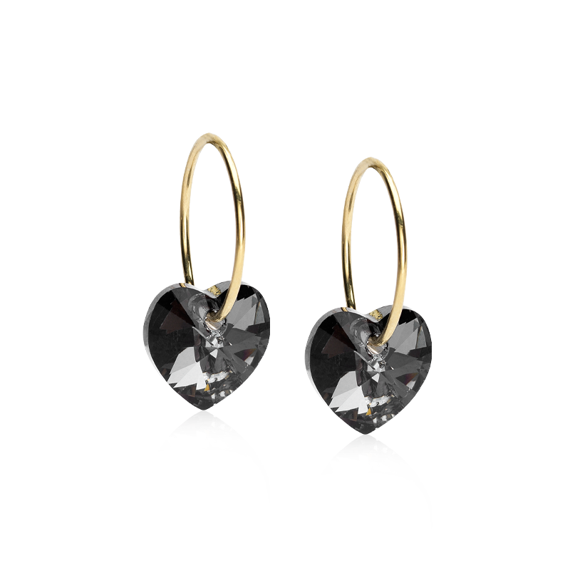 Blomdahl örhängen Blomdahl GT Ear Ring 14 mm, Heart 10 mm Black Diamond