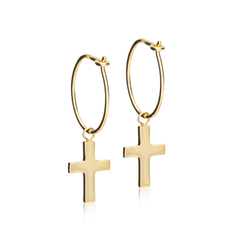 Blomdahl örhängen Blomdahl GT Ear Ring 14 mm, Pendant Cross 11 mm