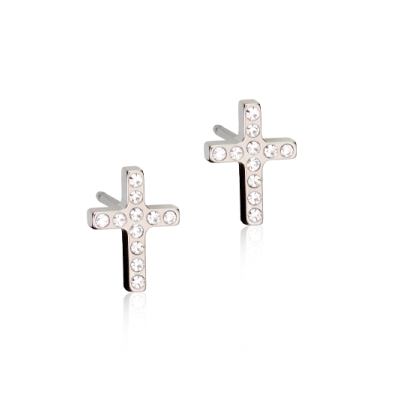 Blomdahl örhängen Blomdahl NT Brilliance Cross 8 mm Crystal