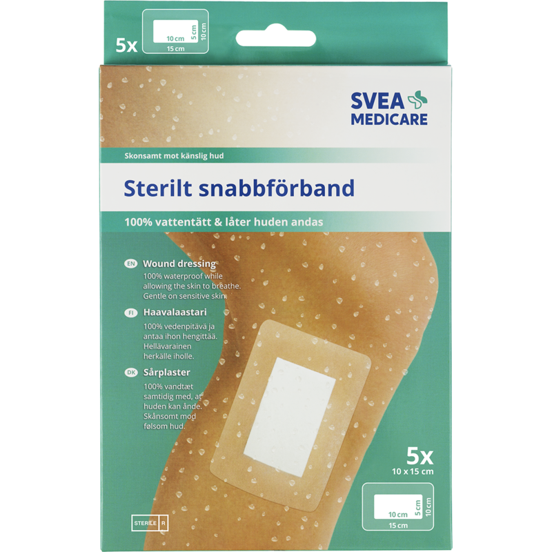 Svea Medicare Sterilt Vattentätt Förband 10 x 15 cm 5 st