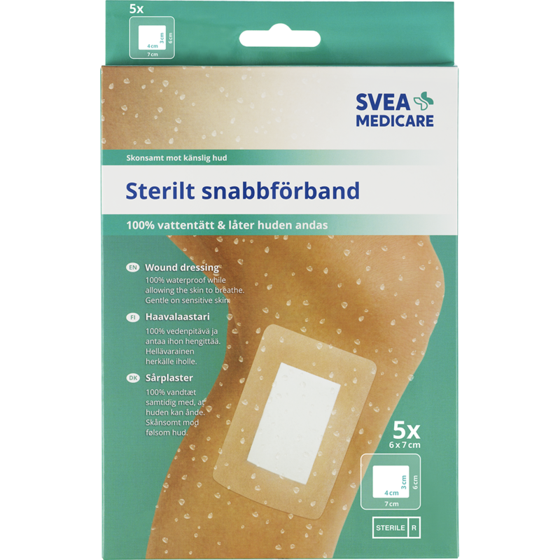 Svea Medicare Sterilt Vattentätt Förband 6 x 7 cm 5 st