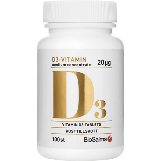 Biosalma D3-vitamin Medium Concentrate 20 µg 100 tabletter 