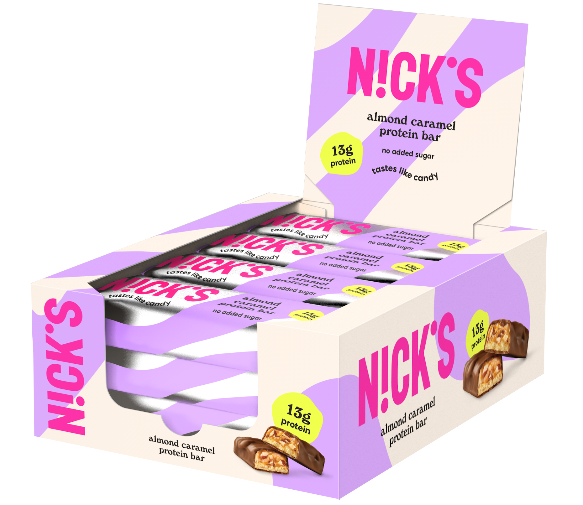 Nicks Protein Bar Almond Caramel 50 g 12-pack