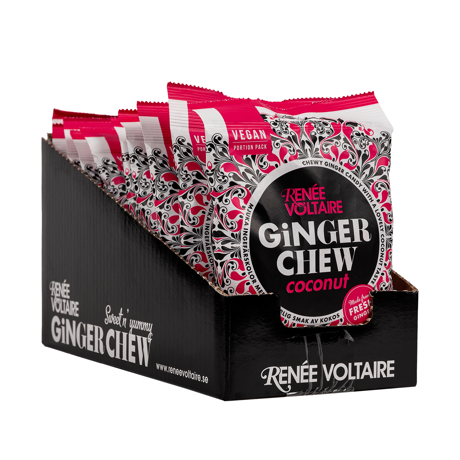 Renée Voltaire Ginger Chews Kokosnöt 120 g 10-pack