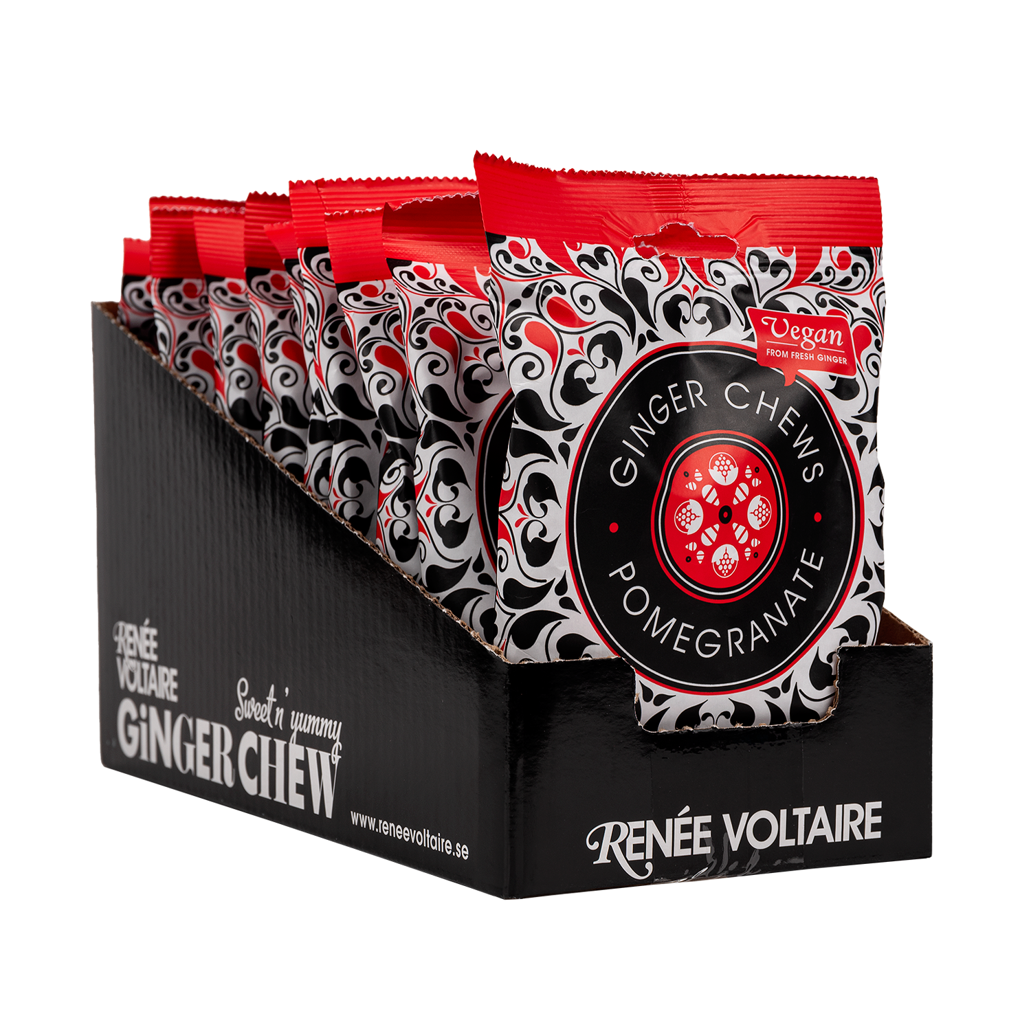 Renée Voltaire Ginger Chews Granatäpple 120 g 10-pack