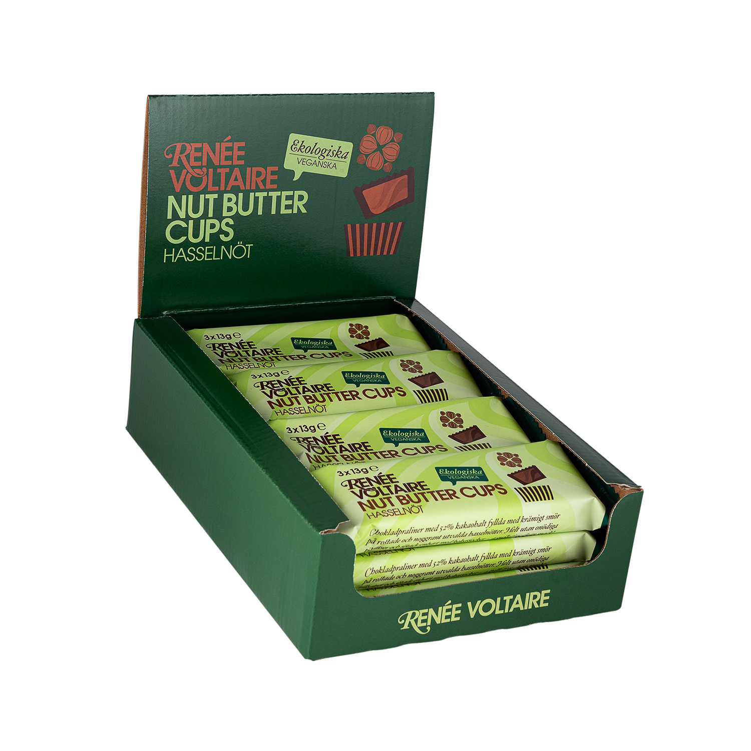 Renée Voltaire Nut Butter Cups Hasselnöt EKO 3 x 13 g 12-pack
