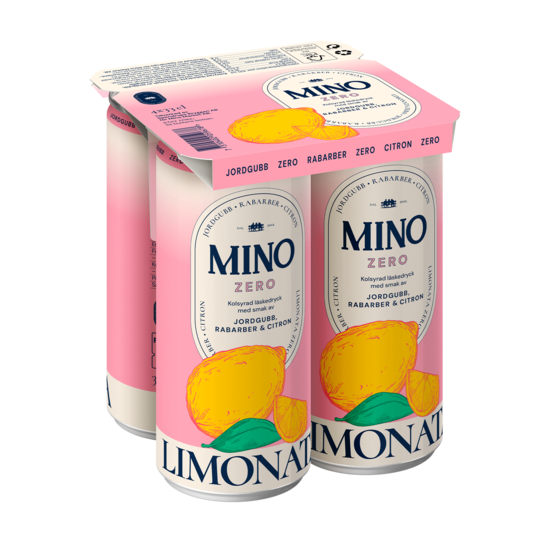 Mino Limonata Jordgubb Rabarber Zero 4 x 33 cl
