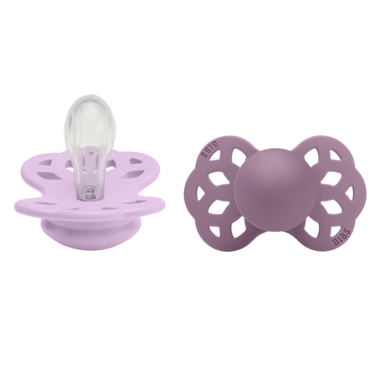 BIBS Infinity Silicone Symmetrical Size 1 Violet Sky/Mauve 2-pack