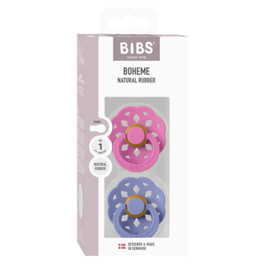 BIBS Boheme Latex Size 1 Bubblegum/Peri 2-pack