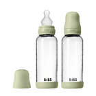 bibs-glass-baby-bottle-round-silicone-medium-flow-sage-240-ml-2-pack