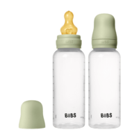 BIBS Baby Bottle Round Latex Medium Flow Sage 270 ml 2-pack