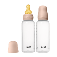BIBS Baby Bottle Round Latex Medium Flow Blush 270 ml 2-pack