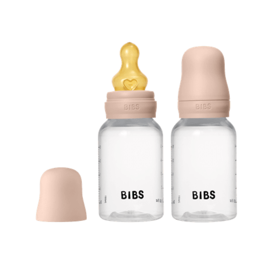 BIBS Baby Bottle Round Latex Slow Flow Blush 150 ml 2-pack