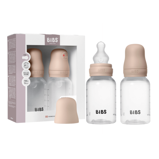 BIBS Baby Bottle Round Silicone Slow Flow Blush 150 ml 2-pack