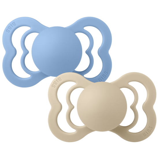 BIBS Supreme Silicone Size 2 Vanilla/Sky Blue 2-pack