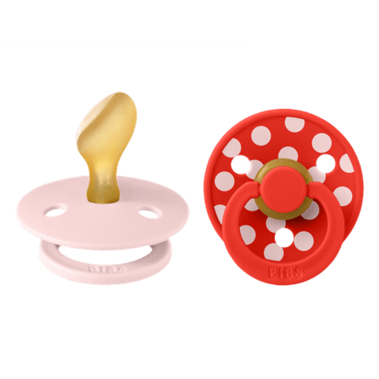 BIBS Studio Colour Polka Latex Anatomical Size 2 Blossom/Candy Apple 2-pack