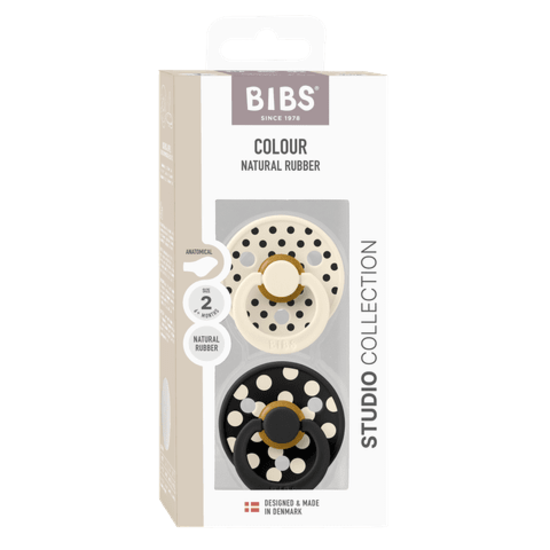 BIBS Studio Colour Polka Latex Anatomical Size 2 Ivory/Black 2-pack