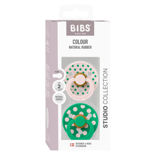 BIBS Studio Colour Polka Latex Size 2 Petal/Cactus 2-pack
