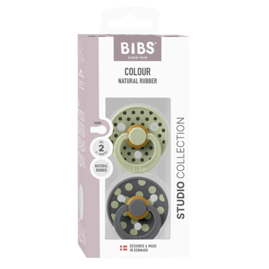 BIBS Studio Colour Polka Latex Size 2 Sage/Iron 2-pack