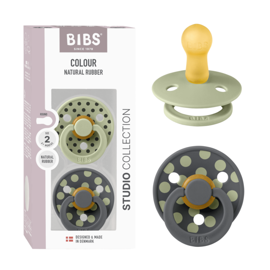 BIBS Studio Colour Polka Latex Size 2 Sage/Iron 2-pack
