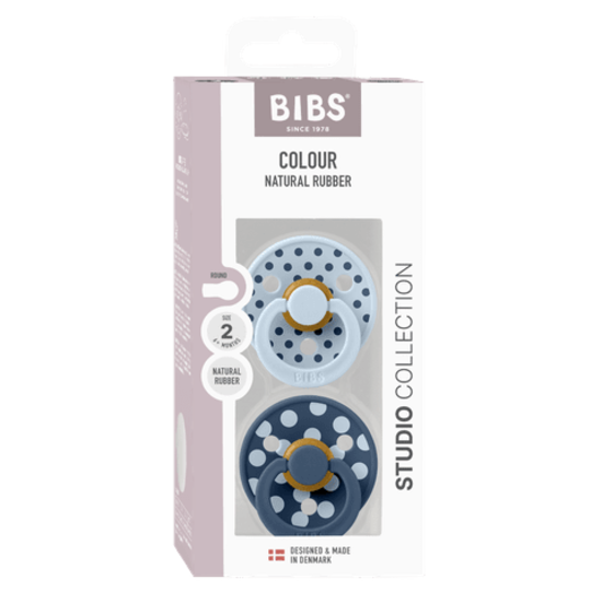 BIBS Studio Colour Polka Latex Size 2 Baby Blue/Steel Blue 2-pack