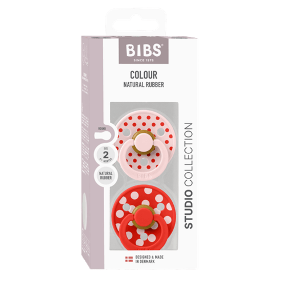 BIBS Studio Colour Polka Latex Size 2 Blossom/Candy Apple 2-pack