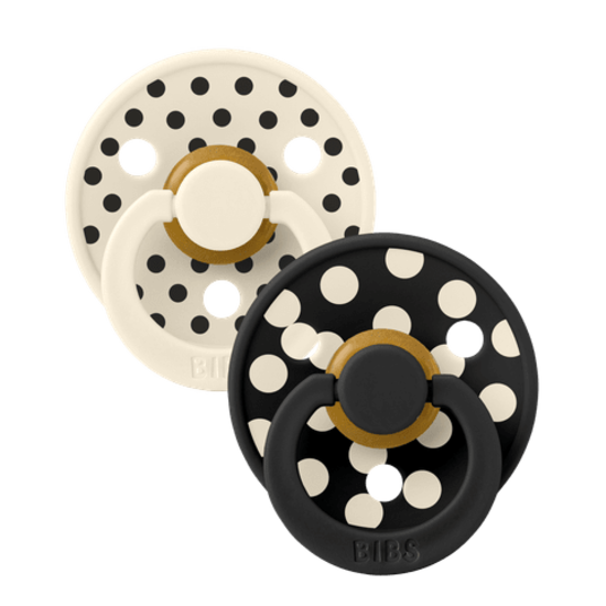 BIBS Studio Colour Polka Latex Size 2 Ivory/Black 2-pack