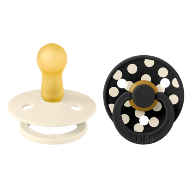 BIBS Studio Colour Polka Latex Size 2 Ivory/Black 2-pack