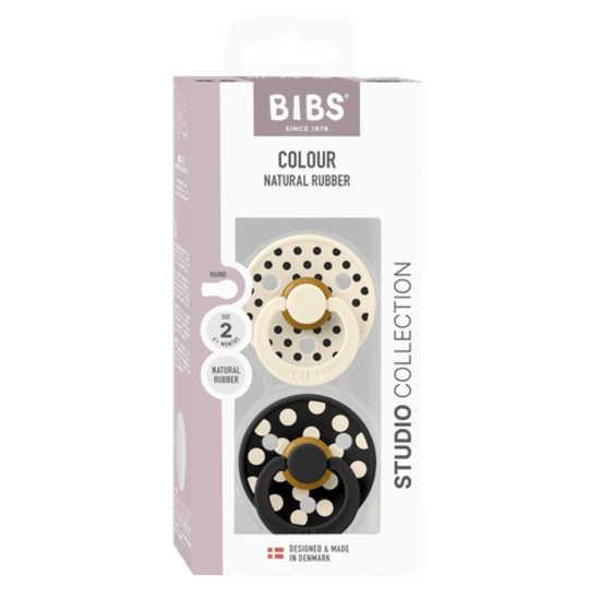 BIBS Studio Colour Polka Latex Size 2 Ivory/Black 2-pack