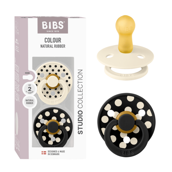 BIBS Studio Colour Polka Latex Size 2 Ivory/Black 2-pack