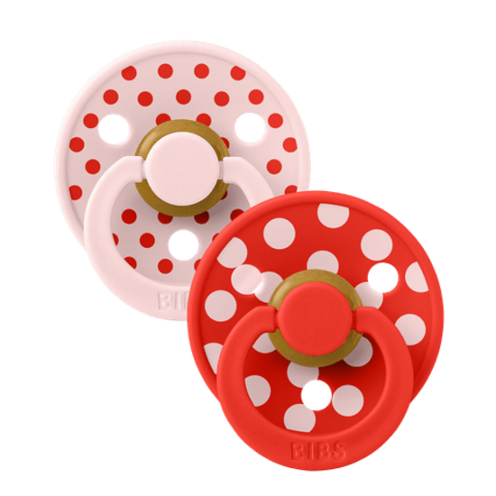 BIBS Studio Colour Polka Latex Size 1 Blossom/Candy Apple 2-pack