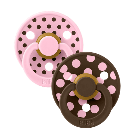 BIBS Studio Colour Polka Latex Size 1 Baby Pink/Mocha 2-pack