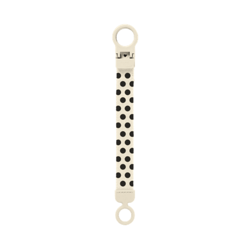 BIBS Studio Pacifier Clip Loop Polka Ivory Black
