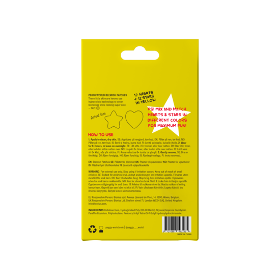 Peggy World Blemish Patches Hearts and Stars Yellow 24 st