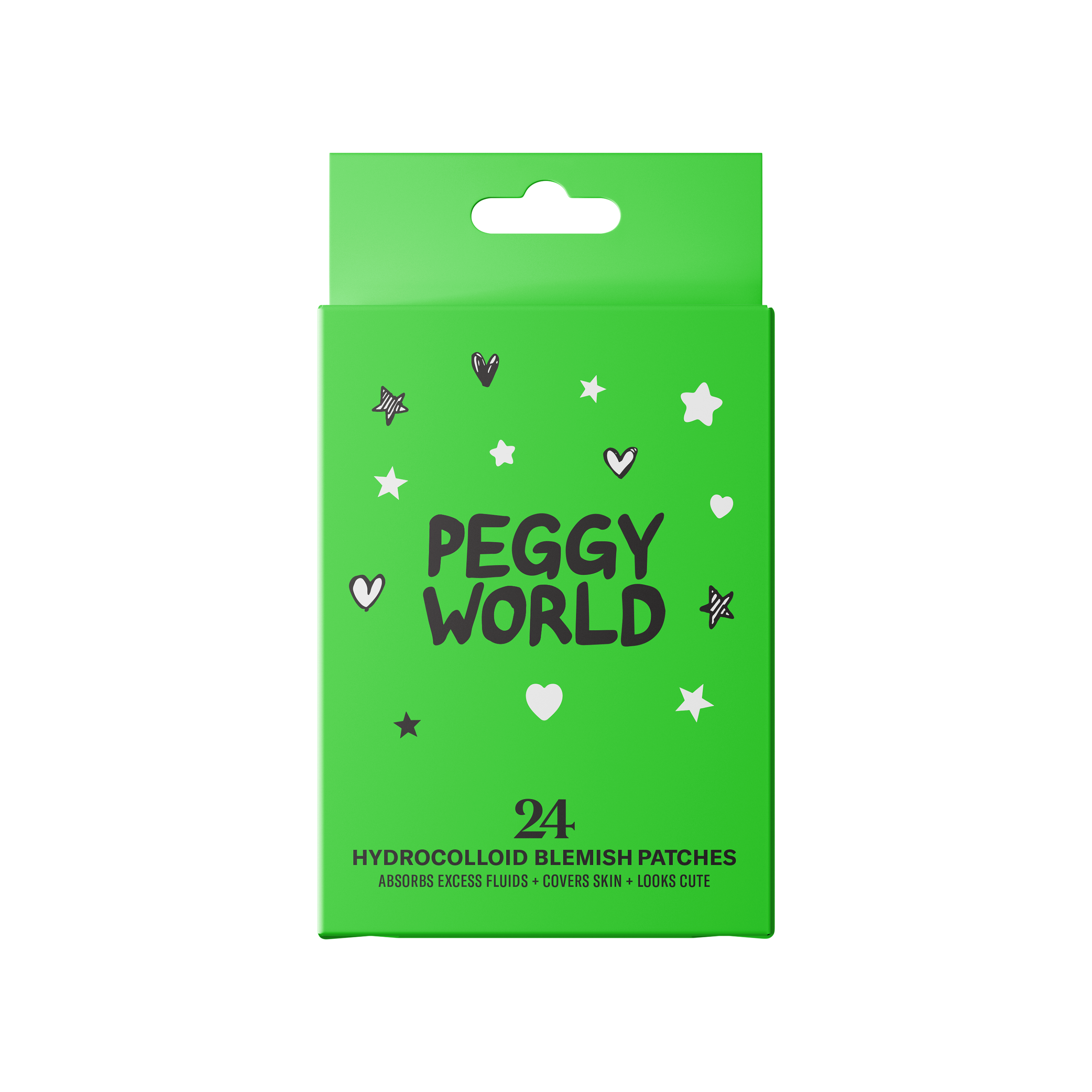 Peggy World Blemish Patches Hearts and Stars Lime Green 24 st