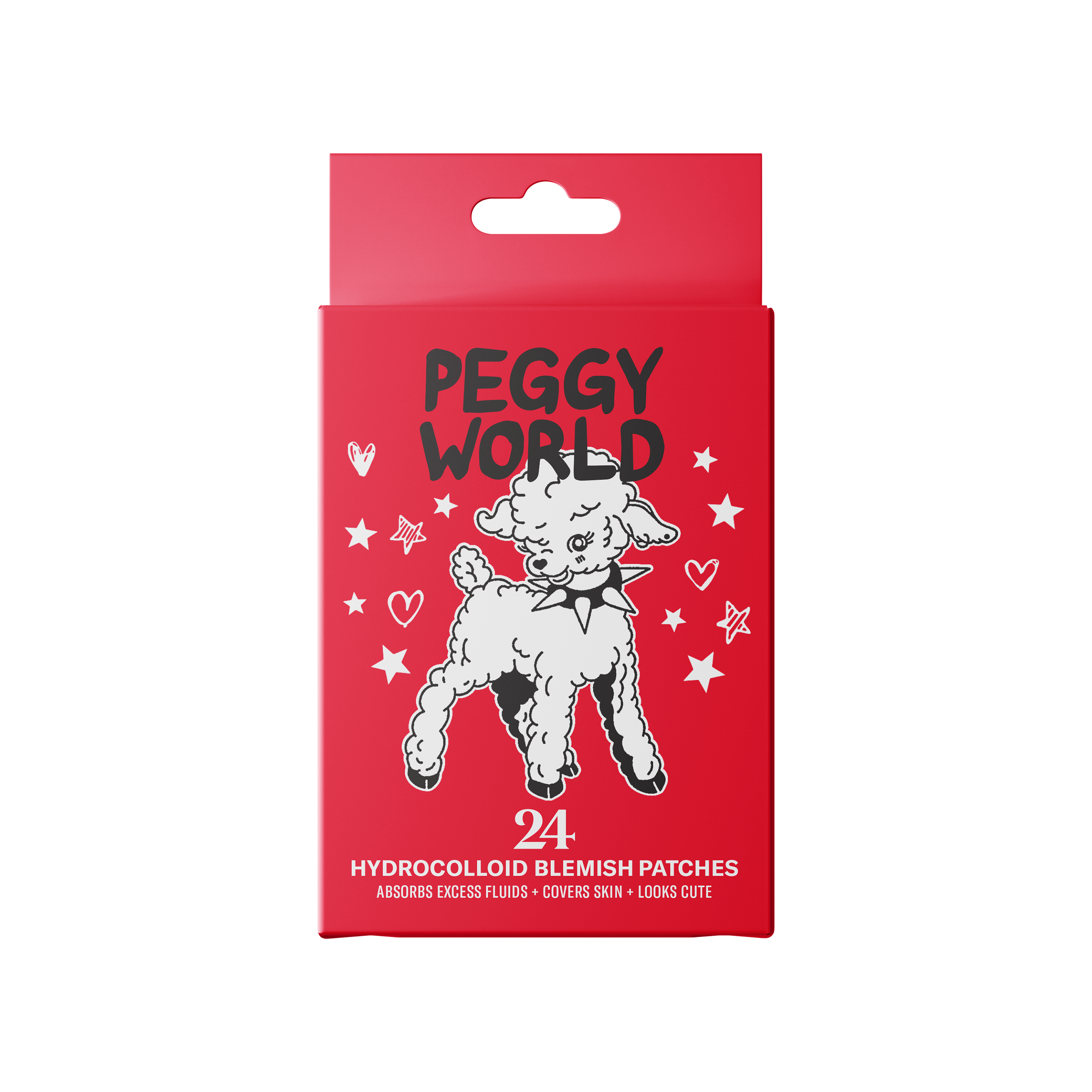 Peggy World Blemish Patches Hearts and Stars Red 24 st