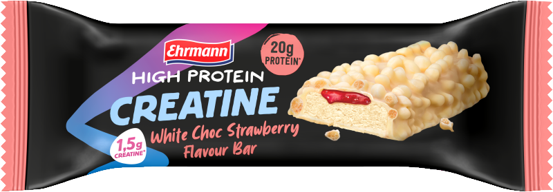 Ehrmann Proteinbar Kreatin Vit choklad och Jordgubb 60 g