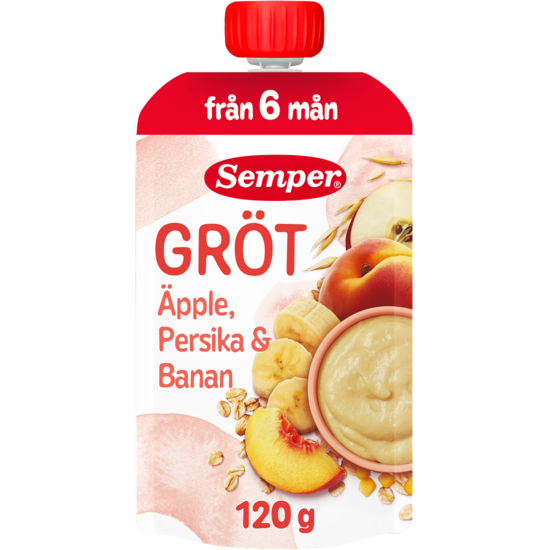 Semper Grötklämmis Äpple, Persika & Banan 120 g