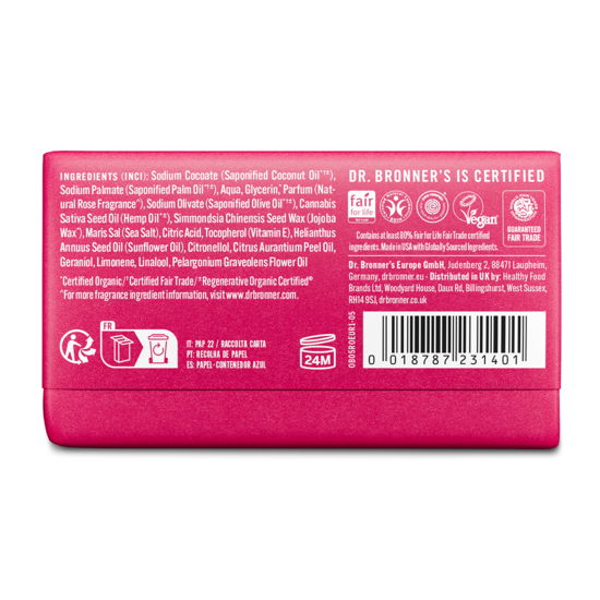 Dr. Bronner's Magic Bar Soap Rose 140 g