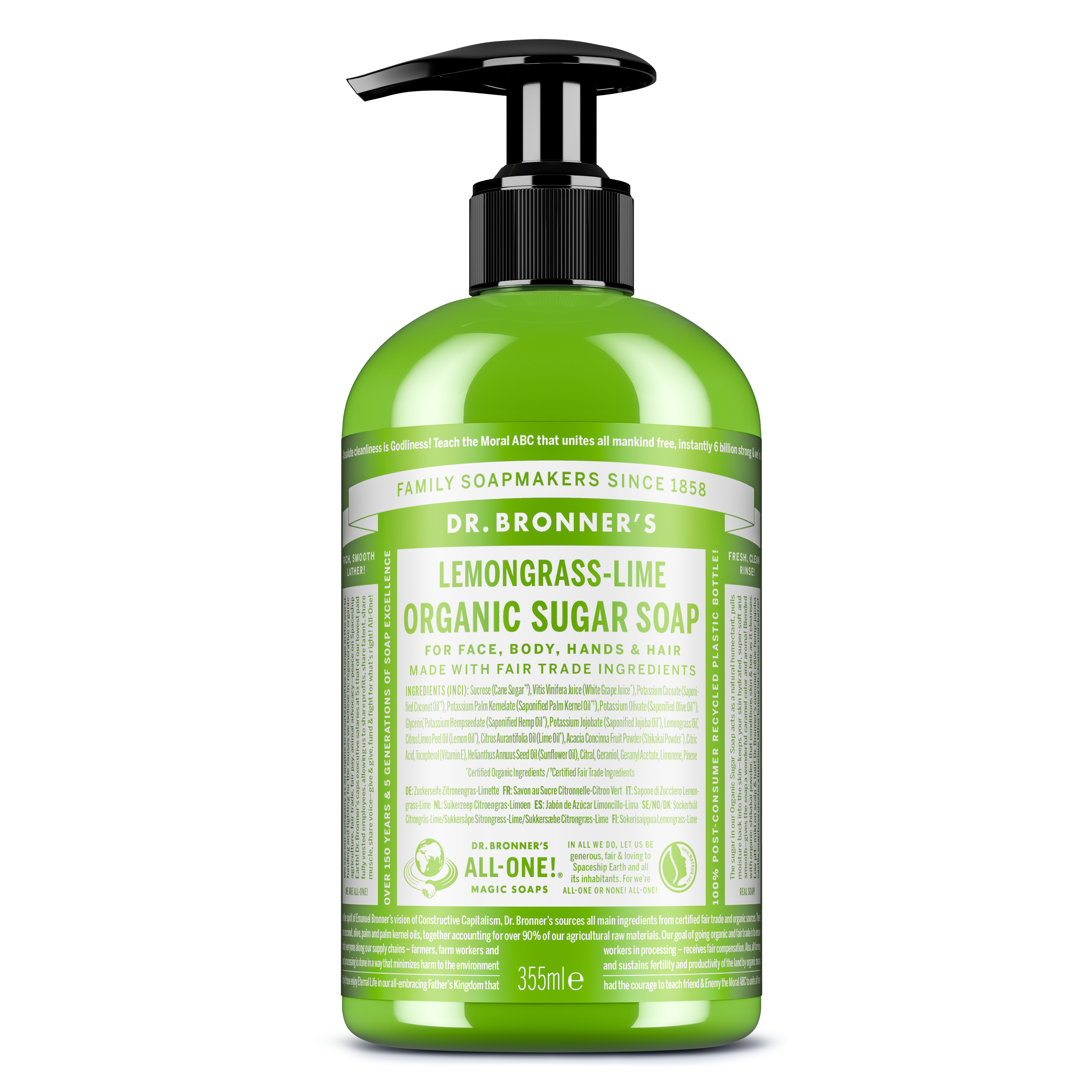 Dr. Bronner's Organic Sugar Soap Lemongrass-Lime 355 ml