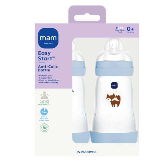 MAM Easy Start Anti-Colic 260 ml Blue 2 st
