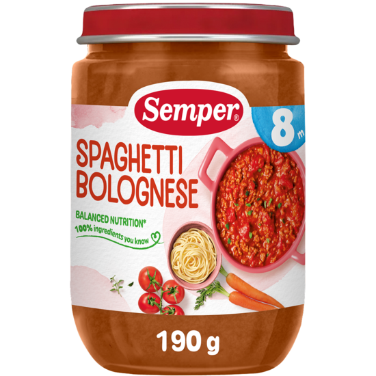 Semper Spaghetti Bolognese 8 månader 190 g