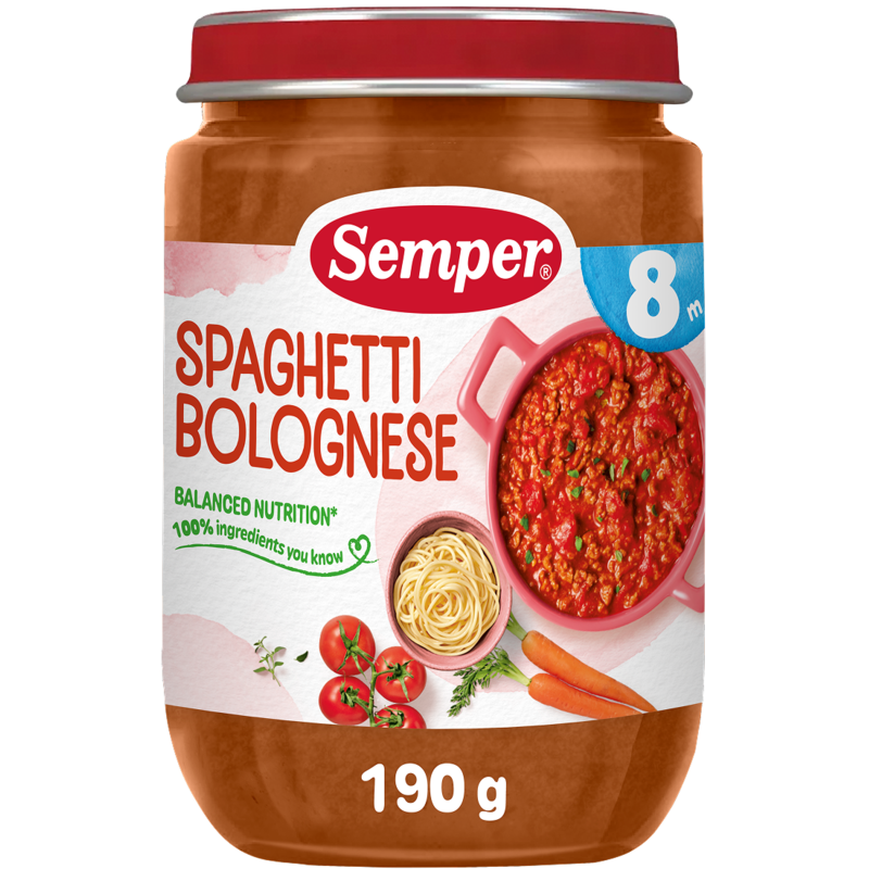 Semper Spaghetti Bolognese 8 månader 190 g
